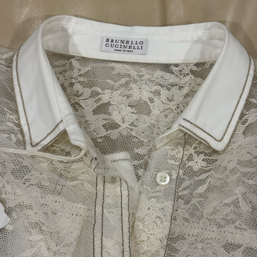 NWT Brunello Cucinelli sheer lace blouse